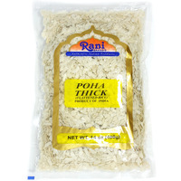 Rani Poha (Powa) Thick Medium-Cut (Flattened Rice) 14oz (400g) ~ All Natural, Salt-Free | Vegan | No Colors | Gluten Friendly | Indian Origin