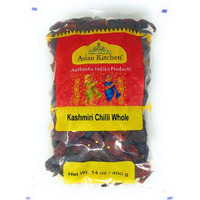 Asian Kitchen Kashmiri Chilli Whole, Low Heat Indian Chilli 14oz (400g) ~ All Natural, Vegan, Gluten Friendly, NON-GMO, Indian Origin