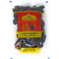 Asian Kitchen Kashmiri Chilli Whole, Low Heat Indian Chilli 3.5oz (100g) ~ All Natural, Vegan, Gluten Friendly, NON-GMO, Indian Origin