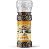 Rani Black Pepper Whole (Peppercorns), Premium MG-1 Grade 1.8oz (51g) Grinder Bottle ~ All Natural, Gluten Friendly, Non-GMO, Kosher, Product of Vietnam, Perfect size for Grinders!