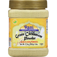Rani Green Cardamom Pods Powder, Ground with Green Husks (Hari Elachi) 17.5oz (1.1lbs) 500g PET Jar ~ All Natural, Vegan, Gluten Friendly, NON-GMO, Kosher, Product of India