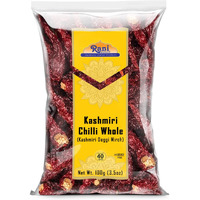 Rani Kashmiri Chilli Whole (Deggi Mirch, Low Heat) 3.5oz (100g) ~ Natural, Salt-Free, Vegan, No Colors, Gluten Friendly, NON-GMO, Kosher, Indian Origin