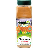 Rani Organic Cinnamon Powder (Ground) Spice 16oz (1lb) 454g PET Jar ~ All Natural, Salt-Free, Vegan, No Colors, Gluten Friendly, NON-GMO, Kosher, USDA Certified Organic