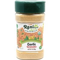 Rani Organic Granulated Garlic (Lahsun Granules) 3oz (85g) PET Jar ~ All Natural, Gluten Friendly, Vegan, NON-GMO, Kosher, No Salt or fillers, Indian Origin, USDA Certified Organic
