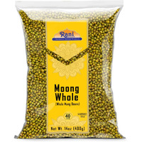 Rani Moong Whole (Ideal for cooking & sprouting, Whole Mung Beans with skin) Lentils Indian 14oz (400g) ~ All Natural, Gluten Friendly, Non-GMO, Kosher, Vegan, Indian Origin