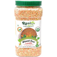 Rani Organic Mixed Dal (Chana Dal, Moong Dal, Toor Dal, Masoor Dal, Urad Dal) 64oz (4lbs) 1.81kg Bulk PET Jar ~ All Natural, Gluten Friendly, NON-GMO, Kosher, Vegan, Indian Origin, USDA Certified Organic