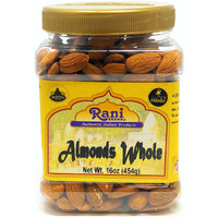Rani Almonds, Raw Whole With Skin (uncooked, unsalted) 16oz (1lb) 454g PET Jar ~ All Natural, Vegan, Gluten Friendly, Fresh Product of USA ~ California Shelled Almonds