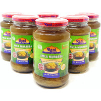 Rani Amla Murabba (Indian Gooseberries in Sugar Syrup) 17.5oz (1.1lbs) 500g Glass Jar, Pack of 5+1 FREE ~ All Natural, Vegan, Gluten Free, NON-GMO, No Colors, Popular Indian Condiment