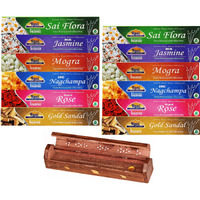 Rani Multi Pack Incense (Premium Masala Incense Made of Natural Herbs) 2 of Each Scents (Total of 12 Packets) with Incense Burner ~ Total of 120 Incense Sticks, Indian Origin