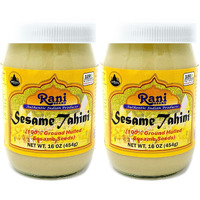 Rani Sesame Tahini (Sesame Butter) 16oz (1lb) 454g, Pack of 2, Glass Jar, Vegan, No added sugar, No Sodium ~ Gluten Free, NON-GMO, No Colors, USA Made
