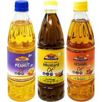 Rani Premium Oils Combo Set of 3 - Peanut Oil, Mustard Oil, Sesame Oil 16.9 Ounce (500ml) ~ Cold Pressed, 100% Natural, Kosher, NON-GMO, Vegan, Gluten Free