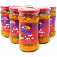 Rani Amla Pickle (Spicy Gooseberry Relish with Spices) 10.5oz (300g) Glass Jar, Pack of 5+1 FREE ~ Vegan, Gluten Free, NON-GMO, No Colors, Popular Indian Condiment, Indian Origin