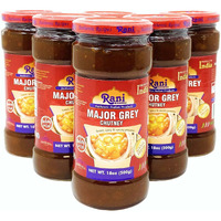 Rani Major Grey Mango Chutney (Indian Preserve) 18oz (1.1lbs) 500g Glass Jar, Ready to eat, Vegan, Pack of 5+1 FREE ~ Gluten Free, All Natural, NON-GMO
