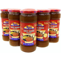 Rani Sweet Mango Chutney (Indian Preserve) 17.6oz (500g) 1.1lbs Glass Jar, Ready to eat, Vegan, Pack of 5+1 ~ Gluten Free, All Natural, NON-GMO (Size: 17.6oz (500g) 1.1lbs)