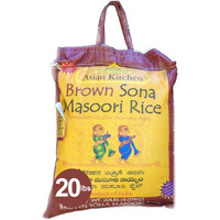 Asian Kitchen Brown Sona Masoori Aged Rice 20-Pound Bag, 20lbs (9.08kg) Short Grain Rice ~ All Natural, Gluten Friendly, Vegan, Indian Origin, Export Quality