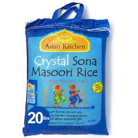 Asian Kitchen Crystal Sona Masoori Aged Rice 20-Pound Bag, 20lbs (9.08kg) Short Grain Rice ~ All Natural, Gluten Friendly, Vegan, Indian Origin, Export Quality