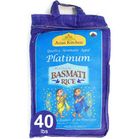 Asian Kitchen Platinum White Basmati Rice Extra Long Aged 40lbs (18.18kg) ~ All Natural, Gluten Friendly, Vegan, Indian Origin, Export Quality