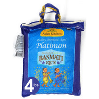 Asian Kitchen Platinum White Basmati Rice Extra Long Aged 4lbs (1.81kg) ~ All Natural, Gluten Friendly, Vegan, Indian Origin, Export Quality