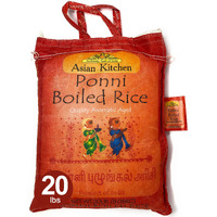 Asian Kitchen Ponni Boiled Rice 20-Pound Bag, 20lbs (9.08kg) Short Grain Par Boiled Rice ~ All Natural, Gluten Free, Vegan, Indian Origin, Export Quality
