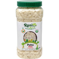 Rani Organic Poha (Powa) Thin Cut (Flattened Rice) 28oz (1.75lbs) 800g PET Jar ~ All Natural, Salt-Free, Vegan, Kosher, No Colors, Gluten Friendly, Indian Origin, USDA Certified Organic