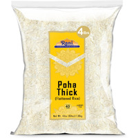 Rani Poha (Powa) Thick Medium-Cut (Flattened Rice) 64oz (4lbs) 1.81kg ~ All Natural, Salt-Free, Vegan, Kosher, No Colors, Gluten Friendly, Indian Origin