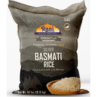 Rani Silver White Basmati Rice Extra Long Aged 40-Pound Bag, 640oz (40lbs) 18.16kg ~ All Natural, Gluten Friendly, Vegan, Indian Origin, Kosher, Export Quality (Size: 640oz (40lbs) 18.16kg)