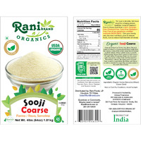 Rani Organic Sooji Coarse (Farina, Suji, Rava, Rawa, Wheat Semolina) Flour 64oz (4lbs) 1.81kg Bulk ~ All Natural, Vegan, Gluten Friendly, NON-GMO, Indian Origin, USDA Certified Organic