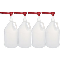 Rani Containers, 1 Gallon HDPE Plastic Jug with Reshipper Box & Pump Dispenser, Home & Commercial Use, Containers for Water, Sauces, Food, Soaps, Detergents, Liquids, Made in USA - Pack of 4