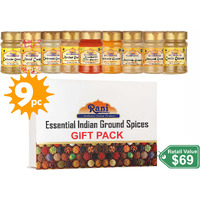Rani Essential Indian Ground Spices 9 Bottle Gift Box Set, Average Weight per Bottle 3oz (85g), Indian Cooking, Makes a Great Gift!