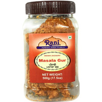 Rani Masala Gur (Jaggery) Indian Unrefined Raw Cane Sugar 17.5oz (1.1lbs) 500g PET Jar ~ Gluten Friendly, Vegan, NON-GMO, No Salt or fillers, Indian Product