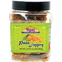 Rani Pan Jaggery (Gur) Indian Unrefined Raw Cane Sugar 17.5oz (1.1lbs) 500g PET Jar ~ Gluten Friendly, Vegan, NON-GMO, No Salt or fillers, Indian Product