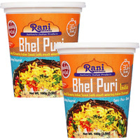 Rani Bhel Puri Cup (Spicy & Crunchy Indian Snack w/ mouth watering Indian Chutneys) 3.5oz (100g), Pack of 2 ~ Ready to Eat, Vegan, NON-GMO, Indian Origin