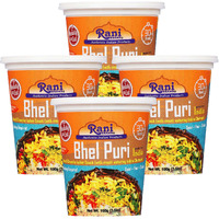 Rani Bhel Puri Cup (Spicy & Crunchy Indian Snack w/ mouth watering Indian Chutneys) 3.5oz (100g), Pack of 4 ~ Ready to Eat, Vegan, NON-GMO, Indian Origin
