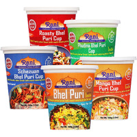 Rani Bhel Puri Cups 5 Flavors-in-1 Set (Regular, Roasty, Mango, Schezuan, Pudina) 3.5oz (100g), Pack of 5 ~ Spicy & Crunchy Indian Snack, Ready to Eat, Vegan, NON-GMO, Indian Origin