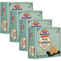Rani Methi Cookies (Wheat Cookies with Savoury Flavour of Fenugreek) 14oz (400g) Pack of 3+1 FREE, Premium Quality Indian Cookies ~ All Natural, Vegan, Non-GMO, Indian Origin