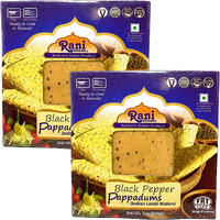 Rani Pappadums (Indian Lentil Wafer Snack) Black Pepper Papad 7oz (200g) Approximately 15pc, 7 inches, Pack of 2 ~ All Natural, Gluten Friendly, NON-GMO, Vegan, Indian Origin