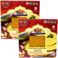 Rani Pappadums (Indian Lentil Wafer Snack) Garlic Papad 7oz (200g) Approximately 15pc, 7 inches, Pack of 2 ~ All Natural, Gluten Friendly, NON-GMO, Vegan, Indian Origin