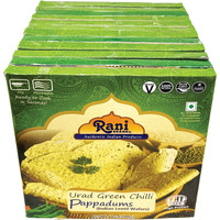 Rani Pappadums (Indian Lentil Wafer Snack) Green Chilli Papad 7oz (200g) Approximately 15pc, 7 inches, Pack of 12 ~ All Natural, Gluten Friendly, NON-GMO, Vegan, Indian Origin
