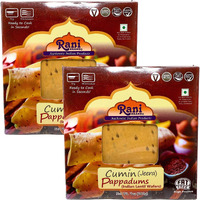 Rani Pappadums (Indian Lentil Wafer Snack) Jeera (Cumin) Papad 7oz (200g) Approximately 15pc, 7 inches, Pack of 2 ~ All Natural, Gluten Friendly, NON-GMO, Vegan, Indian Origin