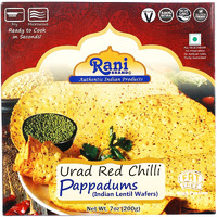 Rani Pappadums (Indian Lentil Wafer Snack) Red Chilli Papad 7oz (200g) Approximately 15pc, 7 inches ~ All Natural, Gluten Friendly, NON-GMO, Vegan, Indian Origin