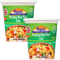 Rani Pudina Bhel Puri Cup (Spicy & Crunchy Indian Snack w/ mouth watering Indian Chutneys) 3.5oz (100g), Pack of 2 ~ Ready to Eat, Vegan, NON-GMO, Indian Origin