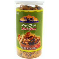 Rani Ragi Chips Peri-Peri 4.72oz (130g) Vacuum Sealed, Easy Open Top, Resealable Container ~ Indian Tasty Treats, Vegan, NON-GMO, Indian Origin & Taste