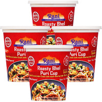 Rani Roasty Bhel Puri Cup (Spicy & Crunchy Indian Snack w/ mouth watering Indian Chutneys) 3.5oz (100g), Pack of 4 ~ Ready to Eat, Vegan, NON-GMO, Indian Origin