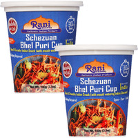 Rani Schezuan Bhel Puri Cup (Spicy & Crunchy Indian Snack w/ mouth watering Indian Chutneys) 3.5oz (100g), Pack of 2 ~ Ready to Eat, Vegan, NON-GMO, Indian Origin