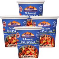 Rani Schezuan Bhel Puri Cup (Spicy & Crunchy Indian Snack w/ mouth watering Indian Chutneys) 3.5oz (100g), Pack of 4 ~ Ready to Eat, Vegan, NON-GMO, Indian Origin