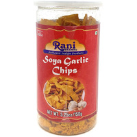 Rani Soya Chips Garlic 5.25oz (150g) Vacuum Sealed, Easy Open Top, Resealable Container ~ Indian Tasty Treats, Vegan, NON-GMO, Indian Origin & Taste (Size: 5.25oz (150g))