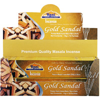 Rani Gold Sandal Incense (Premium Masala Incense Made of Natural Herbs) 15g x 10 Packets ~ Total of 100 Incense Sticks, for Puja Purposes, Indian Origin