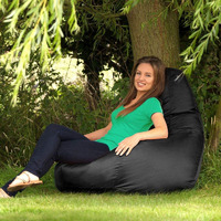 Leather Bean Bag Chair Cover Only (Without Bean Fillers) Protective Liner Product by Ink Craft (Size: XL, Color: Black)