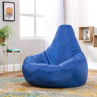 Leather Bean Bag Chair Cover Only (Without Bean Fillers) Protective Liner Product by Ink Craft (Size: XL, Color: Blue)