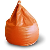 Leather Bean Bag Chair Cover Only (Without Bean Fillers) Protective Liner Product by Ink Craft (Size: XXL, Color: Orange)